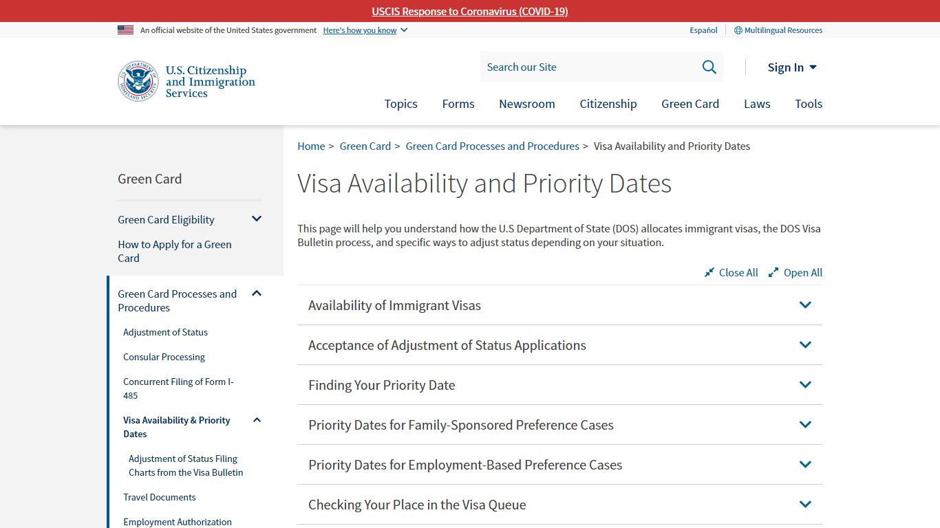 Visa Availability and Priority Dates | USCIS